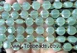 CCB2112 15 inches 10mm faceted coin green aventurine jade beads