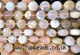 CCB2121 15 inches 10mm faceted coin sakura agate beads