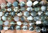 CCB2122 15 inches 10mm faceted coin tree agate beads