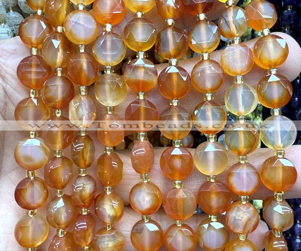 CCB2125 15 inches 10mm faceted coin red agate beads
