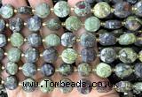 CCB2149 15 inches 10mm faceted coin dragon blood jasper beads