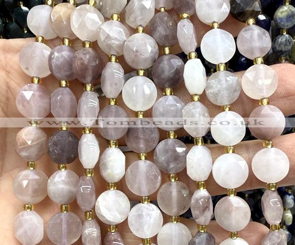 CCB2154 15 inches 10mm faceted coin violet jasper beads