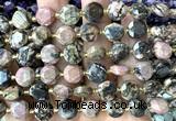 CCB2172 15 inches 10mm faceted coin rhodonite gemstone beads