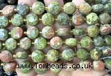 CCB2175 15 inches 10mm faceted coin unakite gemstone beads