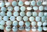 CCB2181 15 inches 10mm faceted coin amazonite beads wholesale