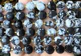 CCB2192 15 inches 10mm faceted coin snowflake obsidian beads