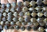 CCB2196 15 inches 10mm faceted coin bronzite gemstone beads