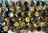 CCB2197 15 inches 10mm faceted coin yellow tiger eye beads