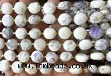 CCB2207 15 inches 10mm faceted coin white opal beads