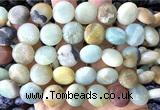 CCB2272 15 inches 15mm flat round matte colorful amazonite beads