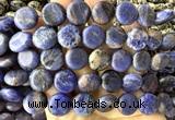 CCB2275 15 inches 15mm flat round matte sodalite beads wholesale