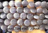 CCB2277 15 inches 15mm flat round matte lepidolite beads wholesale
