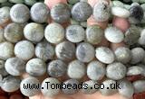 CCB2278 15 inches 15mm flat round matte labradorite beads wholesale