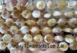 CCB2303 15 inches 12mm faceted coin citrine gemstone beads