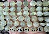 CCB2305 15 inches 12mm faceted coin green rutilated quartz beads