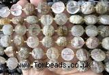CCB2308 15 inches 12mm faceted coin phantom quartz beads