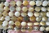 CCB2315 15 inches 12mm faceted coin yellow morganite beads