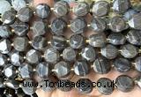 CCB2349 15 inches 12mm faceted coin coffee wood jasper beads