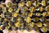 CCB2361 15 inches 12mm faceted coin yellow tiger eye beads