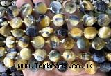 CCB2363 15 inches 12mm faceted coin golden & blue tiger eye beads