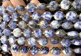 CCB2374 15 inches 12mm faceted coin blue spot stone beads
