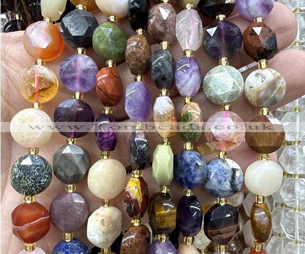 CCB2378 15 inches 12mm faceted coin colorful gemstone beads