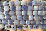 CCB2406 15 inches 10mm faceted square blue aventurine jade beads