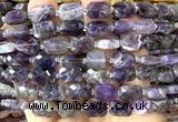 CCB2451 15 inches 9*13mm faceted rectangle dogtooth amethyst beads