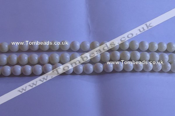 CCB302 15.5 inches 8mm round white coral beads wholesale