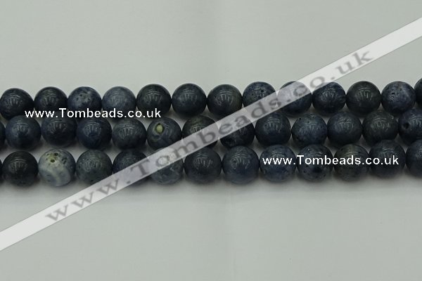 CCB456 15.5 inches 16mm round blue coral beads wholesale