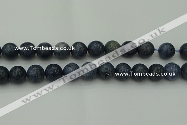 CCB457 15.5 inches 18mm round blue coral beads wholesale