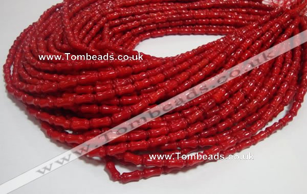 CCB50 15.5 inches 5*11mm bamboo shape red coral beads Wholesale