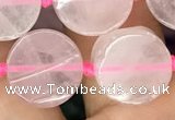 CCB500 15.5 inches 12mm coin rose quartz beads wholesale