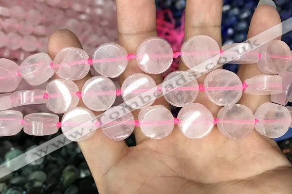 CCB500 15.5 inches 12mm coin rose quartz beads wholesale