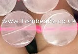 CCB501 15.5 inches 14mm coin rose quartz beads wholesale