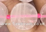 CCB502 15.5 inches 16mm coin rose quartz beads wholesale