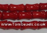 CCB51 15.5 inches 6*10mm bamboo shape red coral beads Wholesale