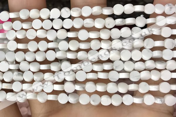 CCB510 15.5 inches 4mm coin white howlite beads wholesale