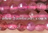 CCB532 15.5 inches 4mm faceted coin strawberry quartz beads