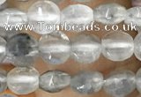 CCB533 15.5 inches 4mm faceted coin cloudy quartz beads