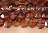 CCB536 15.5 inches 4mm faceted coin orange garnet beads wholesale