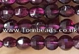 CCB537 15.5 inches 4mm faceted coin purple garnet beads wholesale