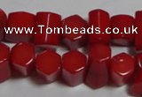 CCB54 15.5 inches 5*8mm faceted column red coral beads Wholesale