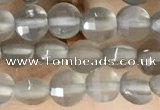 CCB541 15.5 inches 4mm faceted coin grey moonstone beads