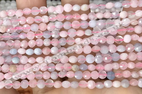CCB544 15.5 inches 4mm faceted coin morganite gemstone beads