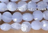CCB551 15.5 inches 4mm faceted coin blue lace agate beads
