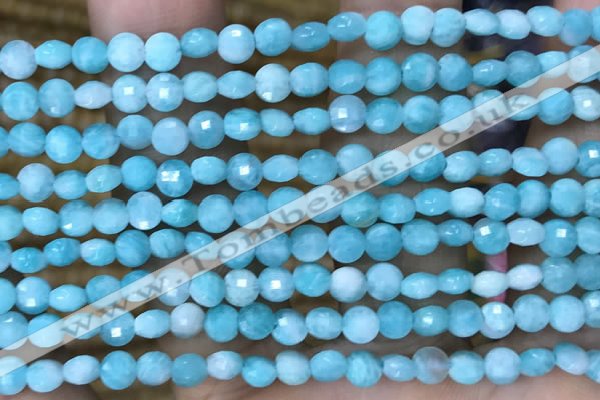 CCB553 15.5 inches 4mm faceted coin amazonite beads wholesale