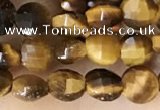 CCB555 15.5 inches 4mm faceted coin yellow tiger eye beads