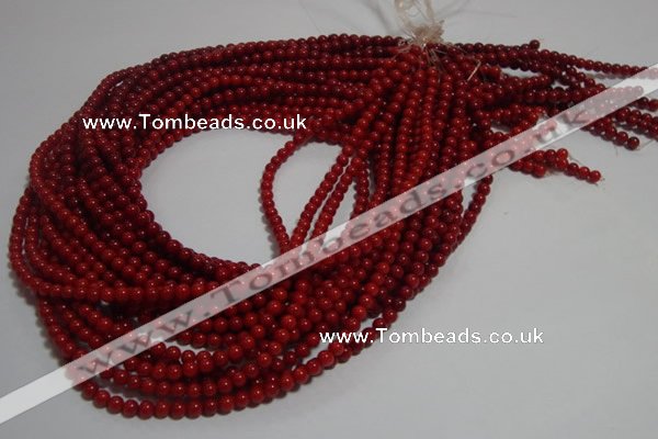 CCB60 15.5 inches 4mm round red coral beads Wholesale