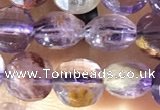 CCB603 15.5 inches 6mm faceted coin purple phantom quartz beads